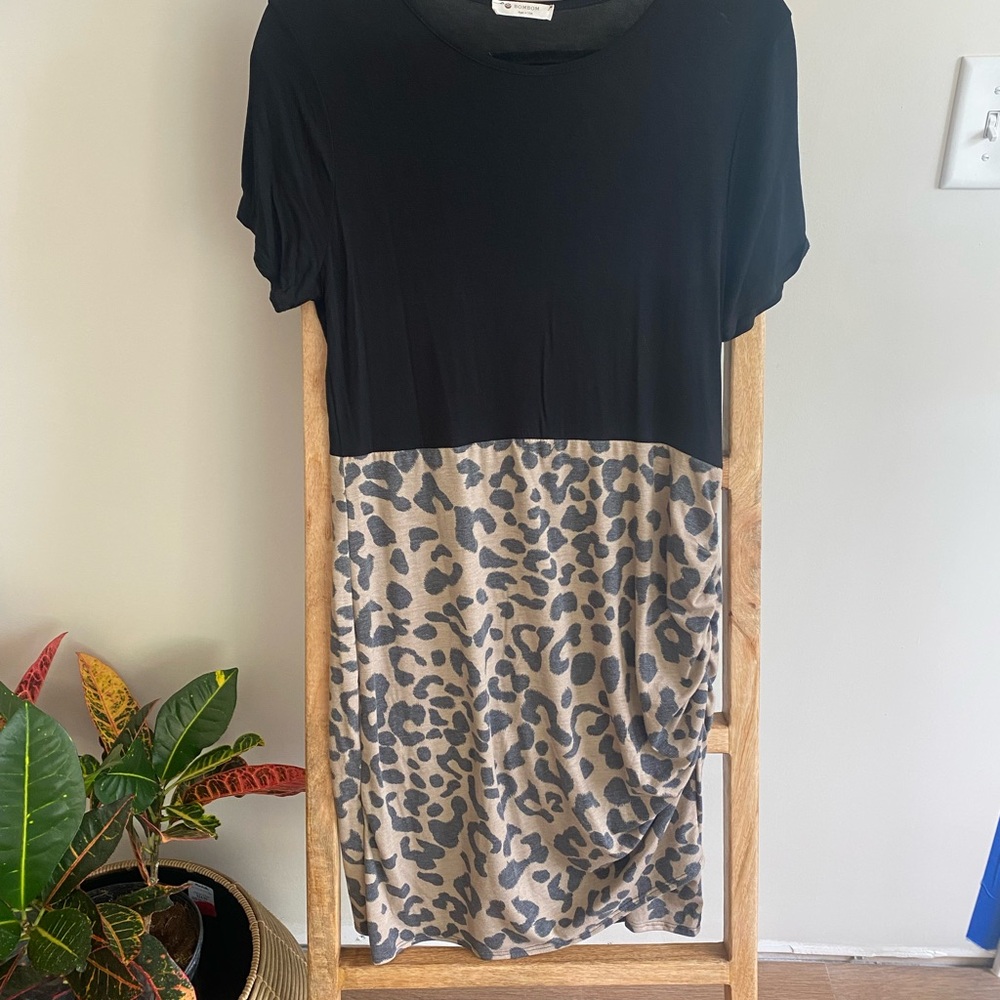 Black and Leopard Print Dress